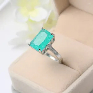 Cluster Rings Exquisite Silver Plated Wedding Ring Natural Green Gems Crsystal Cocktail Party Women's Bridal Engagement Jewelry Gifts