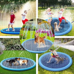 190x190cm Large Dog Sprinkler Pad Play Cooling Mat Pets Swimming Pool Inflatable Pad Dogs Cooling Beds Mat Pet Products Towel 240416