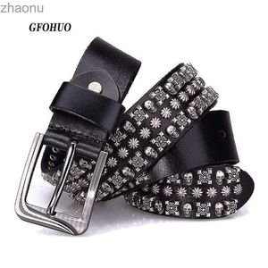 Belts Punk stone with geometric pattern mens rivet stud with a layer of denim Hip Pop denim jeans decorative strap XW