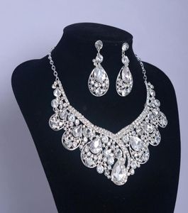 Gioielli per matrimoni a goccia d'acqua designer vintage retrò in cristallo austriaco orecchini di strass di strass set di gioielli di gioielli1068284