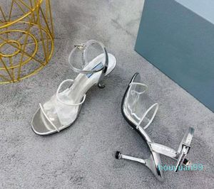 Projektant -Sandals OPENTOE Sandały Kobiety Przezroczyste buty z wysokim poziomem 9 cm Klasyczna skóra mody