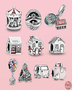 925 Silver Fit Charm 925 Armband Sparkling House Suitcase Car Home Charms Set Pendant DIY Fine Beads Jewelry2206679