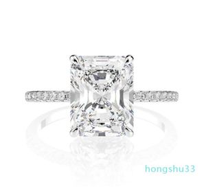 REAL 925 Sterling Silver Emerald Cut skapade Moissanite Diamond Wedding Rings for Women Luxury Proposal Engagement Ring 20111671482816766