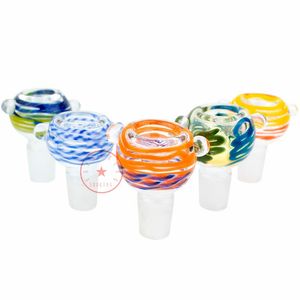 Newest Glass Colorful Mix Color Swirl Smoking 14MM 18MM Male Joint Dry Herb Tobacco Filter Bowl Oil Rigs Portable Waterpipe Bong DownStem Cigarette Holder DHL