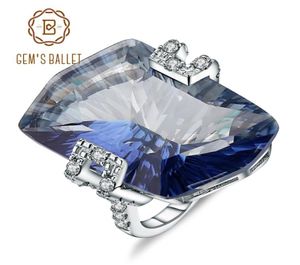 Gem039s balé 2120ct natura iolite azul místico quartzo gemstone coquetel anéis 925 jóias finas de prata esterlina para women7720537