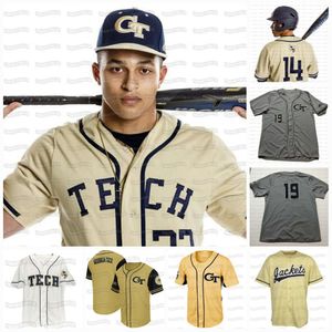 Jam Georgia Tech Yellow Jackets ACC Custom Baseball -Trikot untermauerte Namen und Nummer schneller Versand hoher Qualität
