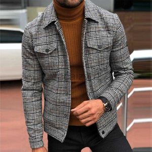 men's Jackets designer Coats Men's jacket, men's slim fit, casual and fashionable autumn plaid men's jacket top men's Outerwear