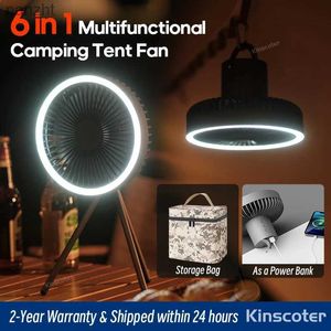 Elektriska fläktar 10000mAh Camping Fan Rechargeble Desktop Portable Air Circulator Wireless Tak Electric Fan With Power Pack LED Light Tripodwx