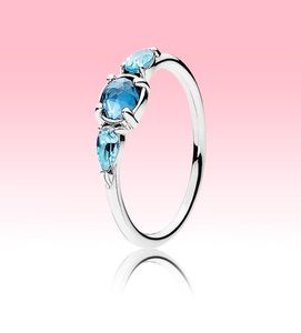 Blue Stone CZ Diamond Anello nuziale femminile Gioielli regalo per ragazze per 925 anelli di fidanzamento in argento sterling con scatola originale di alta qualità5832066