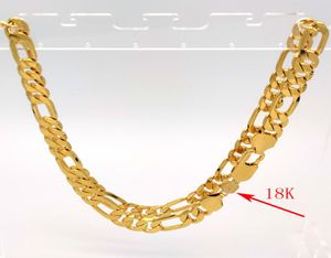 Mens 18 K Stamp Solid Gold GF Ltalian Figaro Link Chain Halsband 10 mm 600 mm 24 tum6107789