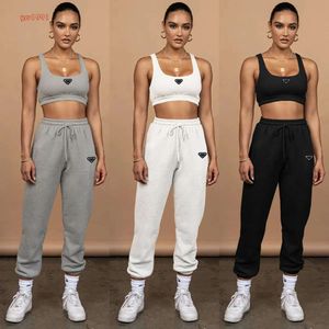 Parada Designer Brand Tracksuits Women's Navel-baring Tank Top Tie-up Trousers Two-piece Sports Fiess Running Suit Jogging Clothes Vest Sweatpants Set