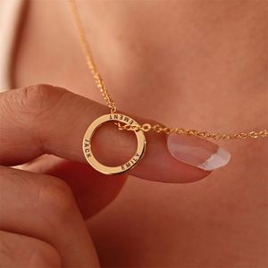 Custom Ring Halskette gravierte Kinder Namen Halsketten für Mutter Choker Personalisierter Schmuck Muttertag Geschenk 240415