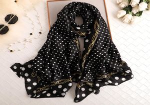 Wiosenne lato jedwabny szalik Kobiety Drukuj Polka Dot Pashmina Shawl Faulard femme hijab szalik bufanda invierno mjer new7469369