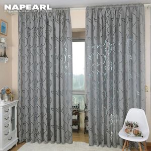 Napearl Home Decoration vardagsrumsgardiner Fönsterbehandlingar Jacquard Leaf Designer Gray Curtain For Kitchen Bedroom 240422