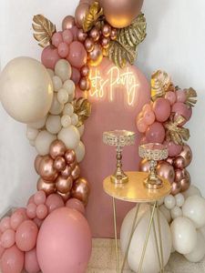 パーティーデコレーション102pcsローズゴールドバルーンガーランドアーチキット結婚式の誕生日バルーン装飾キッズベビーシャワーラテックス紙吹雪バロン4046151