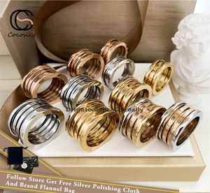S925 Sterling Silver Luxury Wedding Ring Spiral Shape Spring Ring Classic Noble Party Jewelry Colorful Men Women Gold 18K Accessor2541759