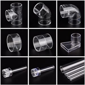 Equipments 1Pc Clear Acrylic Pipe Aquarium Elbow Connector Fish Tank Filter Duckbill Water Outlet Garden Watering Straight Tee Elbow Joints