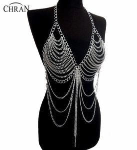 Chran New Fashion Beach Chain Halsband Alloy Chain Bh Long Neckor Pendants For Women Sexy Statement Body Jewelry BC0395 J194175336