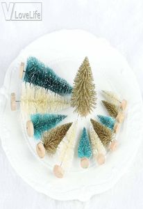 Christmas Decorations 10Pcs Mini DIY Tree 65cm Fake Pine Sisal Bottle Brush White Santa Snow Frost House Decor7286797