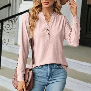 Women's Blouses Comfortable Blouse Stylish V Neck Applique Pullover Soft Breathable Casual Mid Length T-shirt For Fall/spring