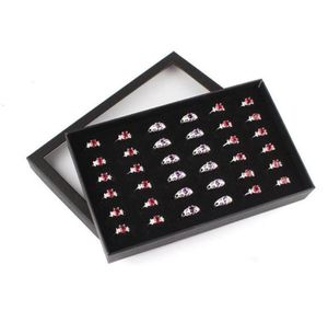 Lagringslådor BINS Black Velvet Ring Display Box Transparent Window Show Cover 36 Slots Earring Jewely Holder Organizer8860610
