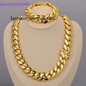 Cadena Cubana Wholesale Hip Hop Jewelry 14K Real Gold Plated Heavy Solid Miami Cuban Link Chain Necklace for Men