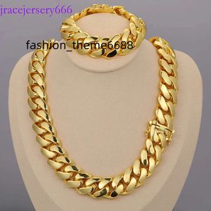 Cadena Cubana Wholesale Hip Hop Jewelry 14k Real Gold Plated Heavy Solid Miami Cuban Link Chain Halsband för män