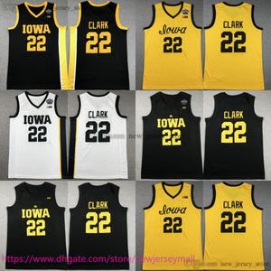 2024 Draft Pick NO.1 Basketball College Indiana 22 Caitlin Clark Jersey Iowa Hawkeyes 22 Jerseys NCAA Black White Yellow Navy