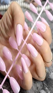 24 pezzi Candy Short Stiletto Nails Lovely Pink Pink False Nail Art Manicure Product2556462