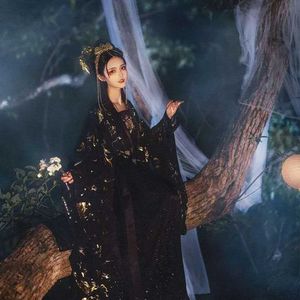 Ethnic Clothing Halloween Costumes for Women Dress Hanfu Oriental Chinese Traditional Dance Cosplay Ancient Black Stage Performance Outfits