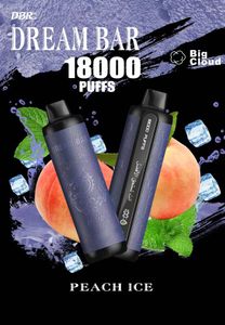 드림 바 18000 퍼프 18k 퍼프 일회용 vape 메쉬 코일 충전 가능 18K 퍼프 2%3%5%일회용 전자 담배 지능형 디스플레이 15 색