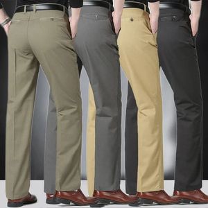 Men clássico estilo chino chino lightweoff soft rusc casual calças retas cor de cor sólida street wear pantalones 240430