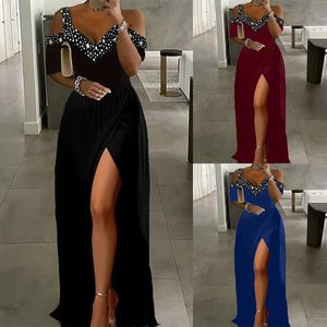 Spring And Summer Womens Off Shoulder Strap Fashion Split Dress For Women