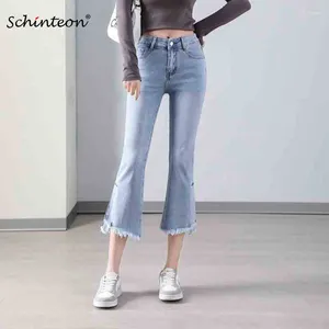 Women's Jeans Women Denim Split Pants High Waist Skinny Office Lady Elasticity Trousers For Big Size Female 2024 Spring Summer