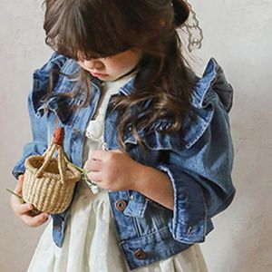 Jackets Children Denim Coat 2024 Spring Autumn Styles Korean Styles Girls Casual Simples moda de manga longa doce crianças doces