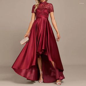 Party Dresses Embroidery Stand Collar Evening Dress European And American Style Women Wine Red Engagement Fishtail