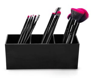 Three Slots Acrylic Makeup Organizer High Quality Black Plastic Desktop Lipsticks Stand Case Fashion Makeup Tools Storage Box1538859