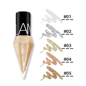 Neue Lidschatten Perle-Diamant-Lidschatten Flüssigkeit 5-Farben Make-up glatte Mini Fine Pinsel Eyeliner glänzen und Kopf für Lidschatten