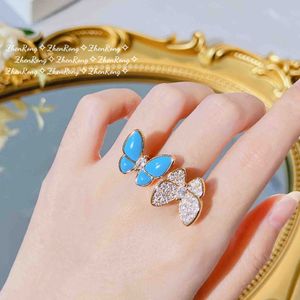 Anéis surpresa e joias populares para presentes Vanly Butterfly Ring Feminino Delicado Elegante Natural com Cleefly Comum