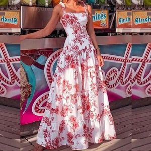 Eleganti abiti da donna Maxi Abiti Flower Temperamento estivo sexy fuori spalla abito in vita femminile S-XXXL 240415