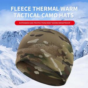 Gorro/crânio Caps Homens Mulheres Inverno Lão de lã ao ar livre Capas de caminhada à prova de vento Caps Exército Feio tático Militar Capinho de inverno Capinho de caça à tampa D240429