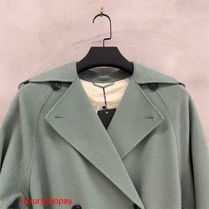 Maxmaras Womens Cashmere Coat Domestic Spot Maxmara Weekend 2024 Springummer Solid Color Polo Long Cobalto RJT1