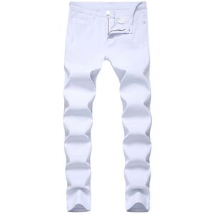 Herren Jeans Fashon White Jeans Skinny Jeanshose in voller Straße Motorradhosen kostenlos Versand 291f