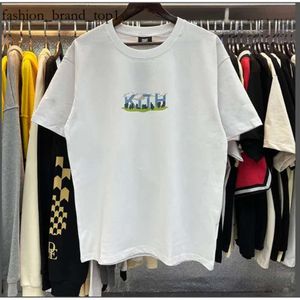 High Street Kith Camiseta Tide Brand Men t-shirts Street Kith View Printed Sleeved Omoroccan Tile para homens e mulheres Tee Cotton Tops 2446