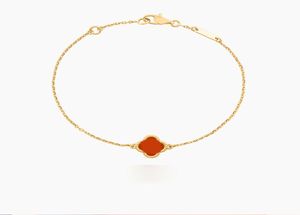 Armband Fyra Leaf Clover Charm Armband Bangle Chain 18K Gold Agate Shell Mother of Pearl For Wedding Mother Jewelry Women Gifts4904246