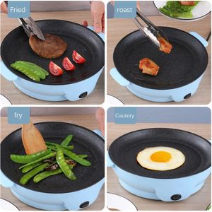 220V Multifunction Electric Frying Pan Skillet Non-Sticky Grill Fry Baking Roast Pan Cooker Steak Barbecue Cooking Kitchen Tool 240411