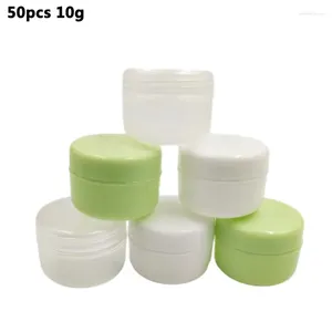 Storage Bottles 50Pcs/Sets 10g 10ml Travel Face Cream Lotion Cosmetic Container Portable White Clear Refillable Plastic Empty Makeup Jar Pot