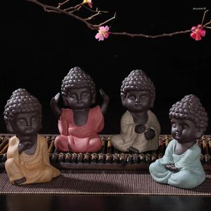 Dekorativa figurer Tathagata Buddha Maitreya-statyer högkvalitativa färgade sandkeramikmöbler prydnader te och porslin.
