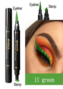 6 Färg Välj Liquid Eyeliner Stamp Pennor Doubleheaded Thin Wing Seal Waterproof Makeup Eye Liner Blue Black Brown TSLM22009768