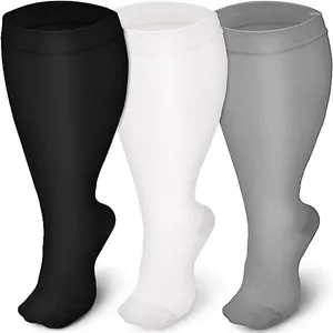 Calzini da uomo Compressione più dimensioni Donne uomini Sport di colore solido Fare grasso extra per perdita di peso fitness 2xl-7xl